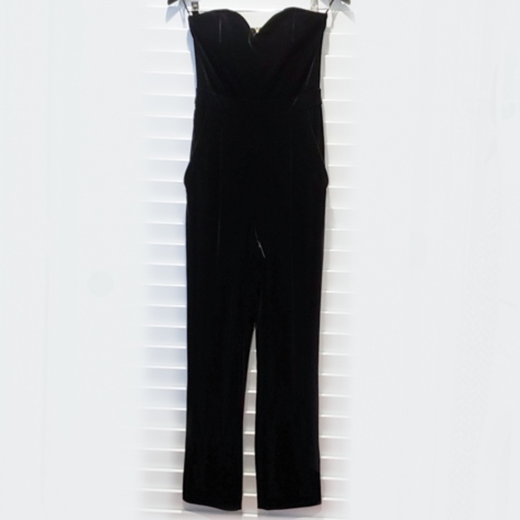 Express Pants - Express Velvet Strapless Sweetheart Jumpsuit